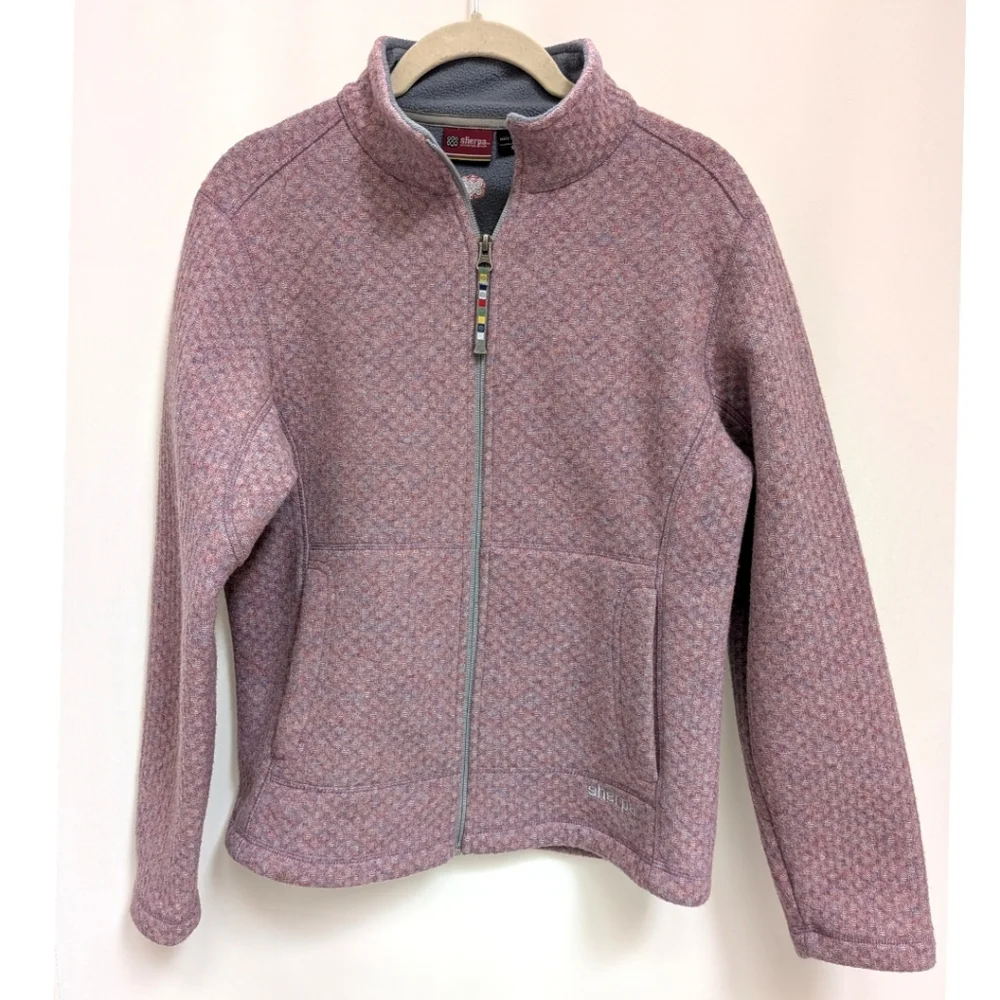 Sherpa Adventure Gear Pink Wool Blend Fleece Lined Zip Up Jacket Coat Size Small